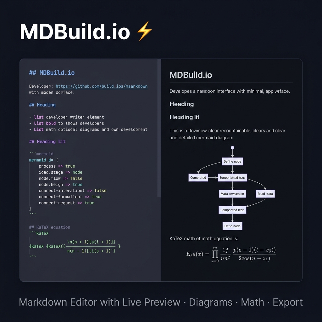MDBuild.io - Modern Markdown Editor & Preview